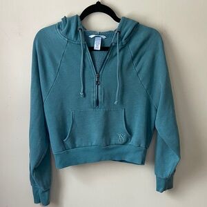 Victoria's Secret Teal Cropped Quarter Zip Hoodie